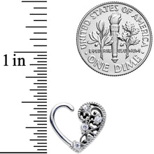 Load image into Gallery viewer, 16G 3/8 Clear CZ Gem Art Deco Left Heart Closure Ring