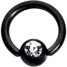 Load image into Gallery viewer, 16G 1/4 Clear Gem Black BCR Captive Ring
