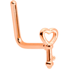 Load image into Gallery viewer, 22G 5/16 Rose Gold Tone Key to Your Heart L Shaped Nose Ring