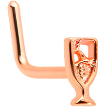 Load image into Gallery viewer, 20G 1/4 Rose Gold Tone New Years Champagne L Shaped Nose Ring