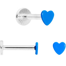 Load image into Gallery viewer, 16G 5/16 Blue Glow Star Heart Labret Set of 3