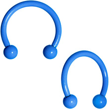 Load image into Gallery viewer, 16G 3/8 Blue Glow in the Dark Horseshoe Curved Barbell Set