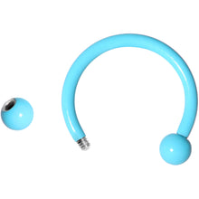 Load image into Gallery viewer, 16G 3/8 Light Blue Glow in the Dark Horseshoe Curved Barbell Set
