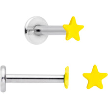 Load image into Gallery viewer, 16G 5/16 Blue Pink Yellow Glow Star Labret Set of 3
