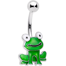 Load image into Gallery viewer, Green Happy Frog Belly Ring