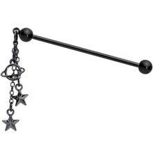 Load image into Gallery viewer, 14G Black Planet Stars Dangle Industrial Barbell 38mm