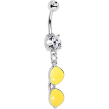Load image into Gallery viewer, Clear Gem Yellow Aviator Sunglasses Dangle Belly Ring