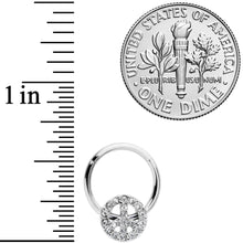 Load image into Gallery viewer, 16G 3/8 Clear Gem Retro Peace Sign Hinged Segment Ring