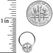 Load image into Gallery viewer, 16G 3/8 Clear Gem Retro Peace Sign Closure Ring