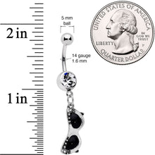 Load image into Gallery viewer, Clear Gem 50s Retro Summer Sunglasses Dangle Belly Ring