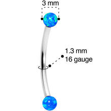 Load image into Gallery viewer, 16G 9/16 3mm Blue Synthetic Opal Curved Barbell