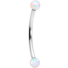 Load image into Gallery viewer, 16G 9/16 3mm White Synthetic Opal Curved Barbell