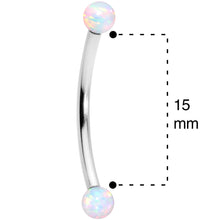 Load image into Gallery viewer, 16G 9/16 3mm White Synthetic Opal Curved Barbell