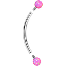 Load image into Gallery viewer, 16G 9/16 3mm Pink Synthetic Opal Curved Barbell