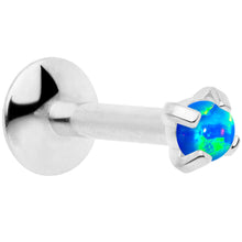 Load image into Gallery viewer, 16G 1/4 2mm Blue Syn Opal G23 Titanium Internal Thread Labret