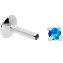 Load image into Gallery viewer, 16G 1/4 2mm Blue Syn Opal G23 Titanium Internal Thread Labret