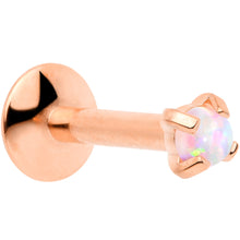 Load image into Gallery viewer, 16G 1/4 2mm Syn Opal Rose Gold G23 Titanium Internal Thread Labret