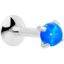 Load image into Gallery viewer, 16G 1/4 3mm Blue Syn Opal G23 Titanium Internal Thread Labret