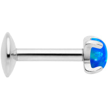 Load image into Gallery viewer, 16G 1/4 3mm Blue Syn Opal G23 Titanium Internal Thread Labret