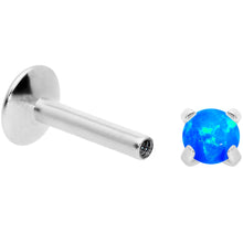 Load image into Gallery viewer, 16G 1/4 3mm Blue Syn Opal G23 Titanium Internal Thread Labret