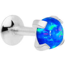 Load image into Gallery viewer, 16G 1/4 4mm Blue Syn Opal G23 Titanium Internal Thread Labret