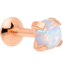 Load image into Gallery viewer, 16G 1/4 4mm Syn Opal Rose Gold G23 Titanium Internal Thread Labret