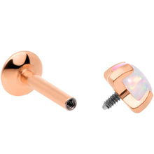 Load image into Gallery viewer, 16G 1/4 4mm Syn Opal Rose Gold G23 Titanium Internal Thread Labret