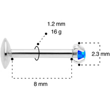 Load image into Gallery viewer, 16G 5/16 2mm Blue Syn Opal G23 Titanium Internal Thread Labret