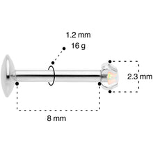 Load image into Gallery viewer, 16G 5/16 2mm White Syn Opal G23 Titanium Internal Thread Labret