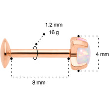 Load image into Gallery viewer, 16G 5/16 4mm Syn Opal Rose Gold G23 Titanium Internal Thread Labret
