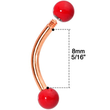 Load image into Gallery viewer, 16G 5/16 Red Yellow Glow Rose Gold Tone Curved Barbell Set of 3