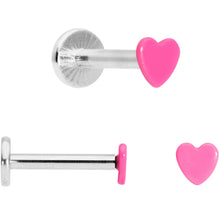 Load image into Gallery viewer, 16G 5/16 Blue Pink Yellow Glow Heart Labret Set of 3