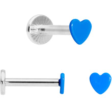 Load image into Gallery viewer, 16G 5/16 Blue Pink Yellow Glow Heart Labret Set of 3