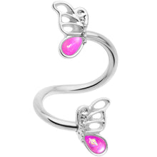 Load image into Gallery viewer, Pink Faux Opal Butterfly Spiral Twister Belly Ring