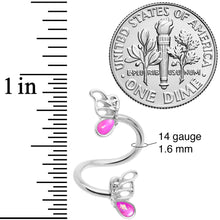 Load image into Gallery viewer, Pink Faux Opal Butterfly Spiral Twister Belly Ring