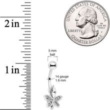 Load image into Gallery viewer, Clear Gem Beautiful Flower Belly Ring