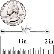 Load image into Gallery viewer, 14G Clear Gem Crown of Love Industrial Barbell 38mm