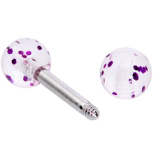 Load image into Gallery viewer, 16G 1/4 Purple Splatter Straight Barbell Cartilage Tragus Earring