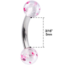 Load image into Gallery viewer, 16G 1/4 Pink Splatter Curved Eyebrow Ring
