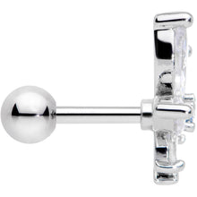 Load image into Gallery viewer, 16G 1/4 Clear Blue CZ Gem Marijuana Leaf Labret Monroe Tragus