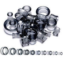 Load image into Gallery viewer, Translucent Black Glass Tunnel Plug Set 2G to 1 Inch