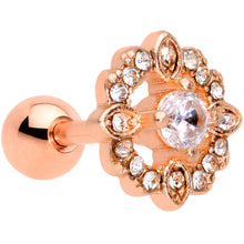 Load image into Gallery viewer, 16G 1/4 Clear Gem Rose Gold Tone Celtic Cluster Cartilage Tragus