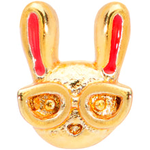 Load image into Gallery viewer, 18G 5/16 Pink Gold Tone Nerdy Easter Bunny L Shaped Nose Ring