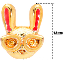 Load image into Gallery viewer, 18G 5/16 Pink Gold Tone Nerdy Easter Bunny L Shaped Nose Ring