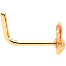 Load image into Gallery viewer, 20G 5/16 Pink Gold Tone Nerdy Easter Bunny L Shaped Nose Ring