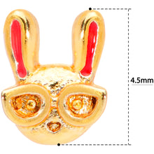 Load image into Gallery viewer, 20G 5/16 Pink Gold Tone Nerdy Easter Bunny L Shaped Nose Ring