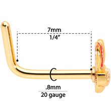 Load image into Gallery viewer, 20G 5/16 Pink Gold Tone Nerdy Easter Bunny L Shaped Nose Ring