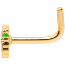 Load image into Gallery viewer, 18G 5/16 Green Gold Tone Lucky Leprechaun L Shaped Nose Ring
