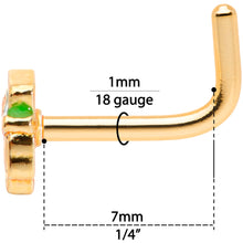 Load image into Gallery viewer, 18G 5/16 Green Gold Tone Lucky Leprechaun L Shaped Nose Ring