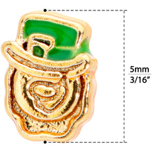 Load image into Gallery viewer, 20G 5/16 Green Gold Tone Lucky Leprechaun L Shaped Nose Ring